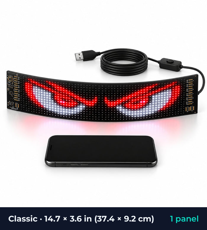 Flexible LED panel — Classic size, 14.7 × 3.6 in · 37.4 × 9.2 cm