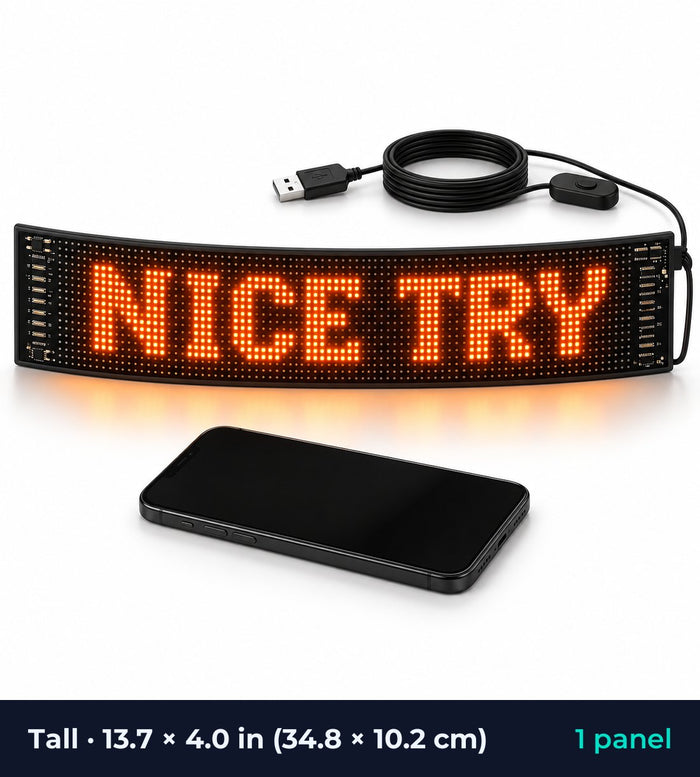 Flexible LED panel — Tall size, 13.7 × 4.0 in · 34.8 × 10.2 cm